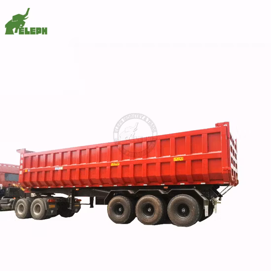 Camion de basculement arrière hydraulique 3 essieux Square Shapr End Dumper Tipper Dump semi-remorque