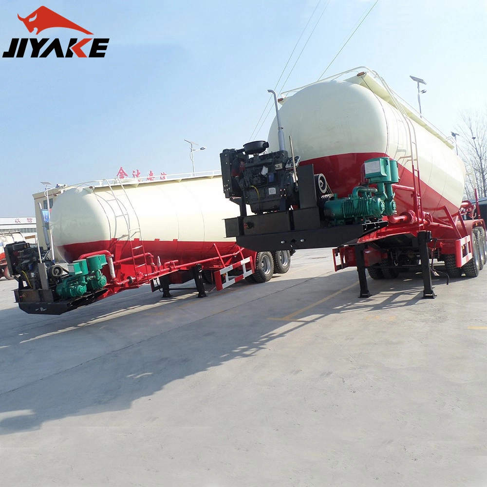 Jiyake 2/3 Axle 30-70cbm Air Compressor Bulker Carrier Silo Powder Material Transport Tanker Truck Bulk Cement Tank Semi Truck Trailer for Sale