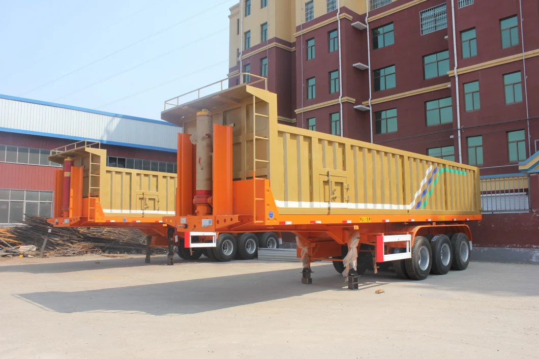 China 3 Axle 4 Axle 20 Ton 30 Ton 100 Ton Cylinder End Rear Tipper Dump Tipping Tractor Truck Semi Trailer