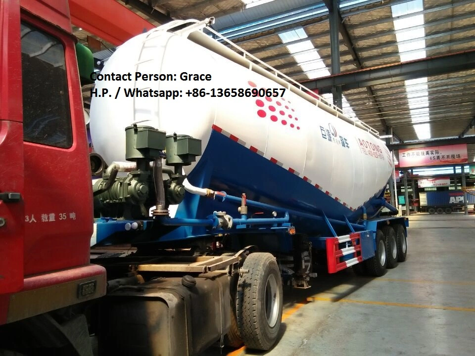 China Manufacturer 30cbm-70cbm Bulk Powder Goods Tanker Trailer Bulk Cement Carrier for Sale
