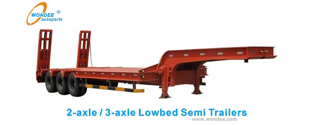 3 Axle 60 Tons 80ton Lowboy Loader Lowbed Low Bed 3 Axle Semi Trailer for Sale