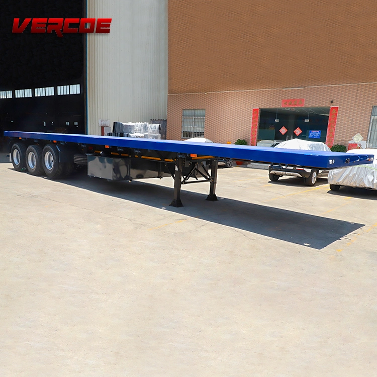 Container Semi Trailer Chassis Flat Bed Flatbed Trailer Container Transport Flat Bed Trailer 3 Axle Flatbed Semi Trailer
