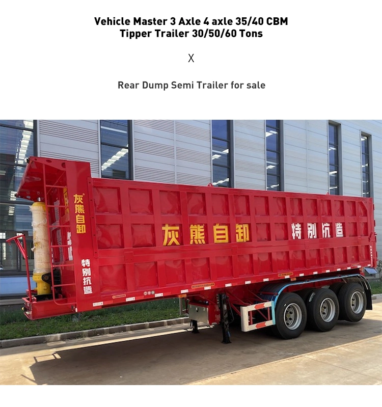 Vehicle Master 80t 100t Steel End Dump Trailer Front Lifting Dump Container End Rear Tipper Tip Tipping Trucks Semi Trailer for Sale