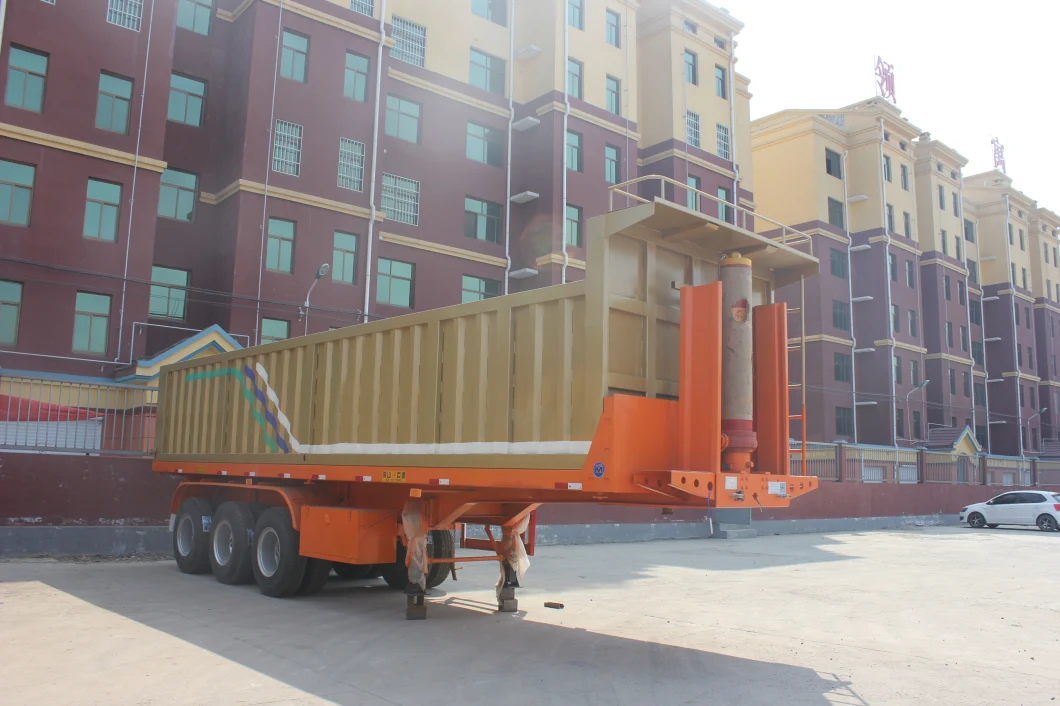 China 3 Axle 4 Axle 20 Ton 30 Ton 100 Ton Cylinder End Rear Tipper Dump Tipping Tractor Truck Semi Trailer