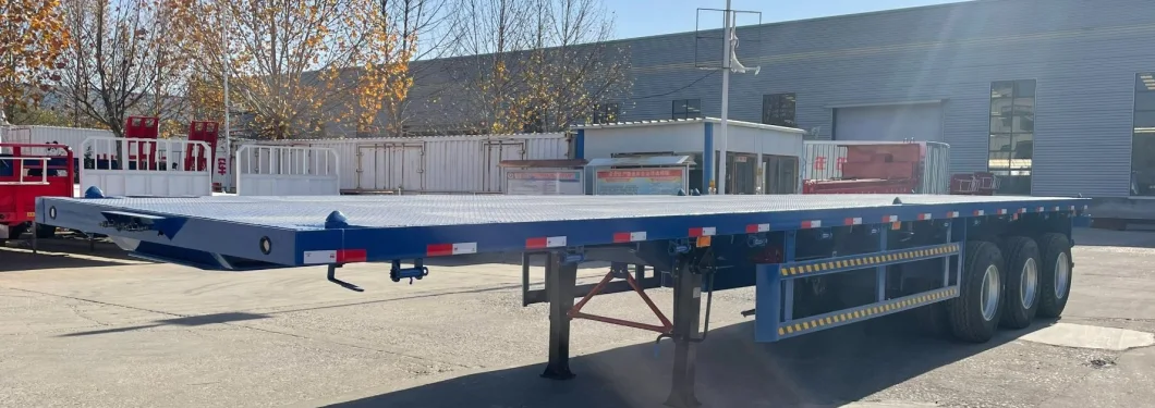 Heavy Duty 3-Axle Flatbed Container Trailer - Ideal for 20FT/40FT Containers, 40-Ton Capacity