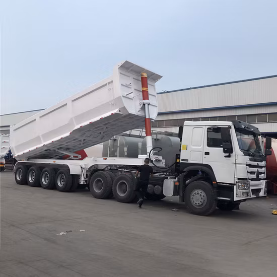 3/4/5/6 essieux 40/60/80/100 tonne hydraulique Tippingrear End Dumper Dump Heavy Duty Sinotruk Mining Farm Cargo Tipper Truck semi-remorque pour le prix de vente en Afrique