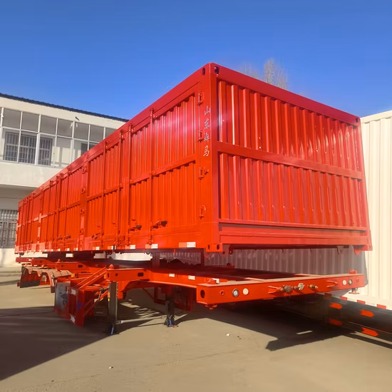 40FT 4 essieux à plat/paroi latérale/clôture/camion semi-remorques pour le transport de conteneurs